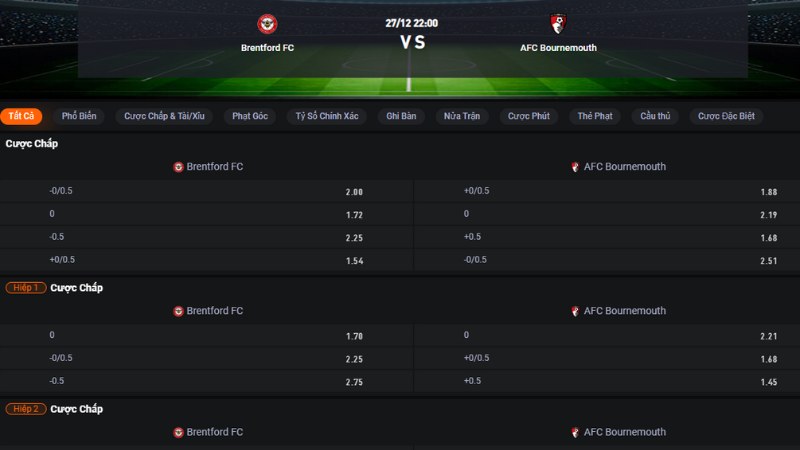 Brentford vs Bournemouth